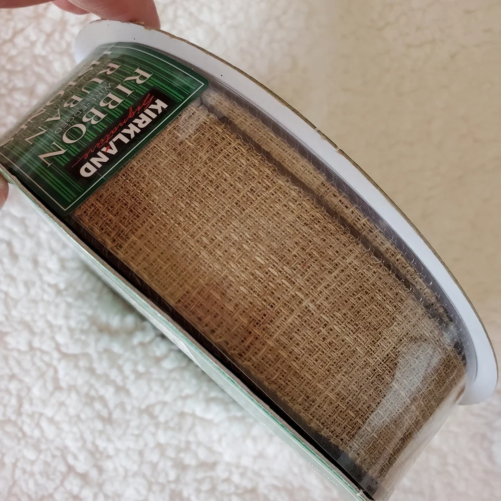 Kirkland New Spool Ribbon Tan Brown Wired Ribbon, 50 Yard Spool Premium Costco